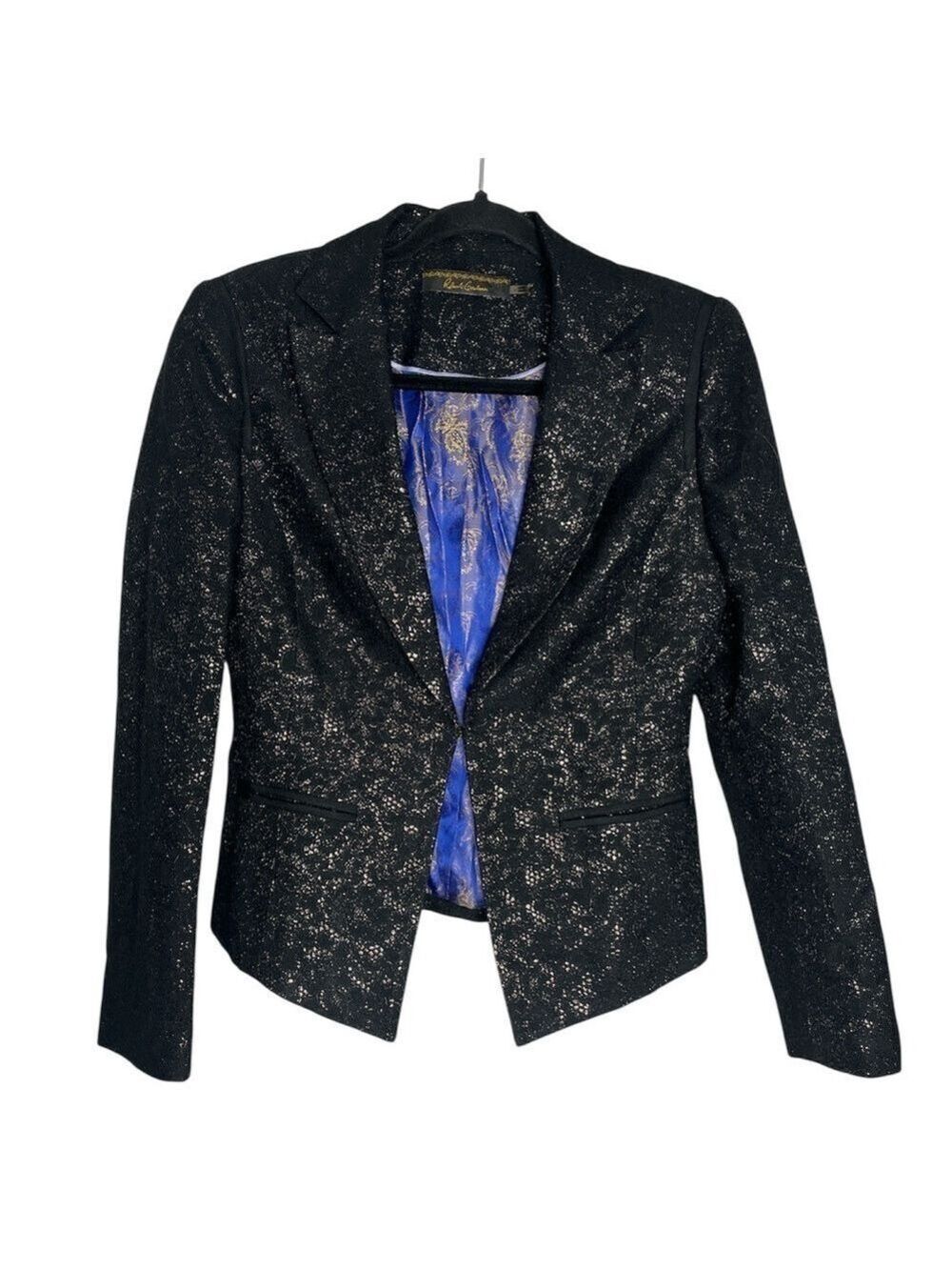 Robert Graham Black and Metallic Rose Gold Elegant Blazer, size 4